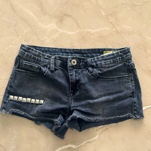 Blank NYC Studded Black Distressed Jean Cutoff Shorts 26
